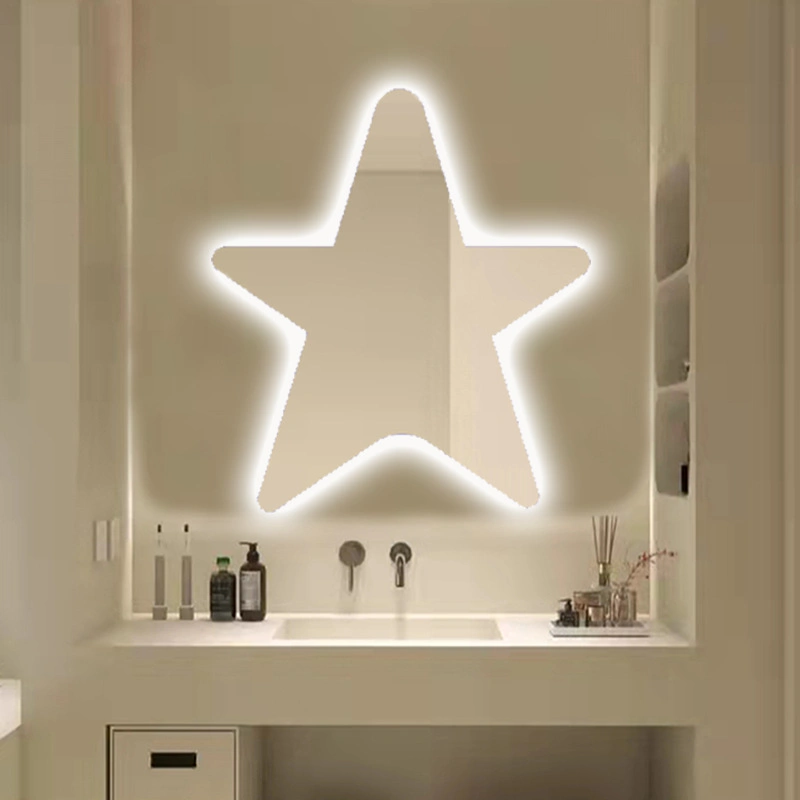 Star Irregular Mirror Wall Hanging Special-Shaped LED Smart Bathroom Mirror Kindergarten Children′s Toilet Cartoon Mirror