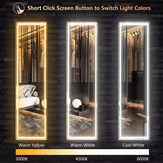 Europäischer Standard-Fabrik-Großhandel mit Aluminiumrahmen, modernen Schönheitssalon-Möbeln, Glasdekoration, Ankleideboden, LED-Badezimmer-Wandspiegel